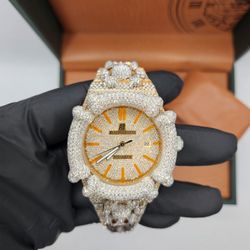 Moissanite Full Bustdown Iced Out Watch With Middle Fingers
