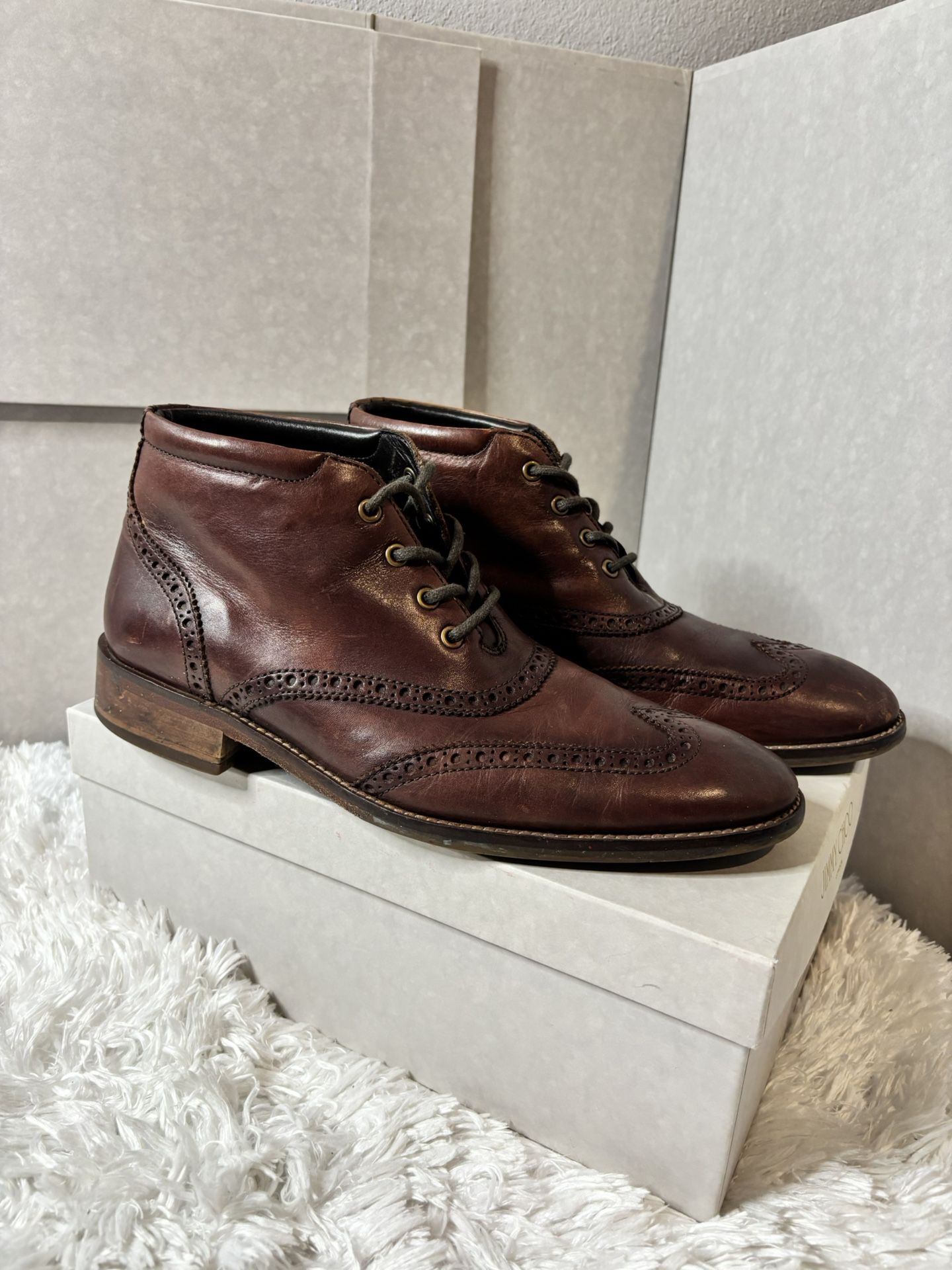 Cole Haan Liam Chukka Ii Wingtip Leather Ankle Boots Men's 7.5 Brown C11053