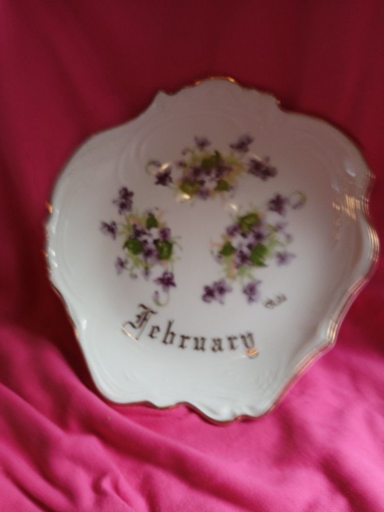 Vintage Month Plate Violet,S Feb