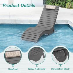 Folding Pool Lounge Chair,Ideal for Poolside, Beach & Sun Decks,light grey