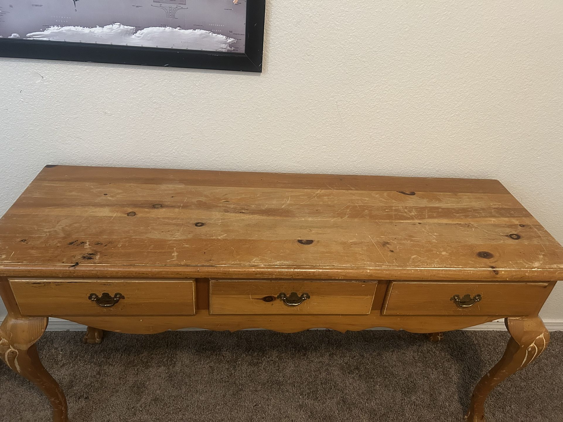 Ethan Allen farmhouse cottage western pine console table sideboard 