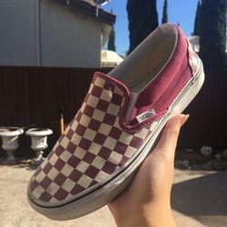 Rose red slip on vans