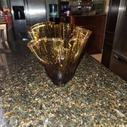 Vintage Amber Hand Blown Vase