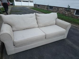 Beige Two-Seat Upholstered Sofa