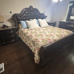 Complete bedroom set, brown;  (California King size).