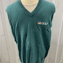 Adidas Green V-Neck Sweater Vest with NBC Golf Logo