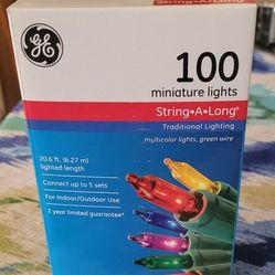 Miniature String A Long Christmas Lights Multi-Color with Green Wire 100