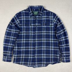Woolrich Flannel Shirt Jacket Mens XL Heavyweight Plaid Side Pockets