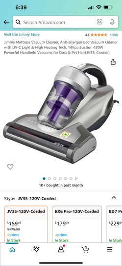 Jimmy Mattress Vacuum Cleaner, Anti-allergen Bed Vacuum Cleaner with UV-C Light & High Heating Tech, 14Kpa Suction 480W Powerful Handheld Vacuums for 