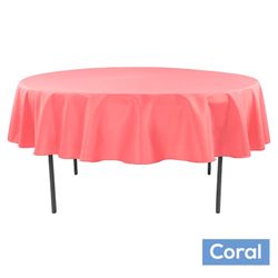 2 Coral 90" Round Satin Tablecloth