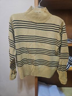Dressbarn Metallic Gold L/S Sweater Small Vintage
