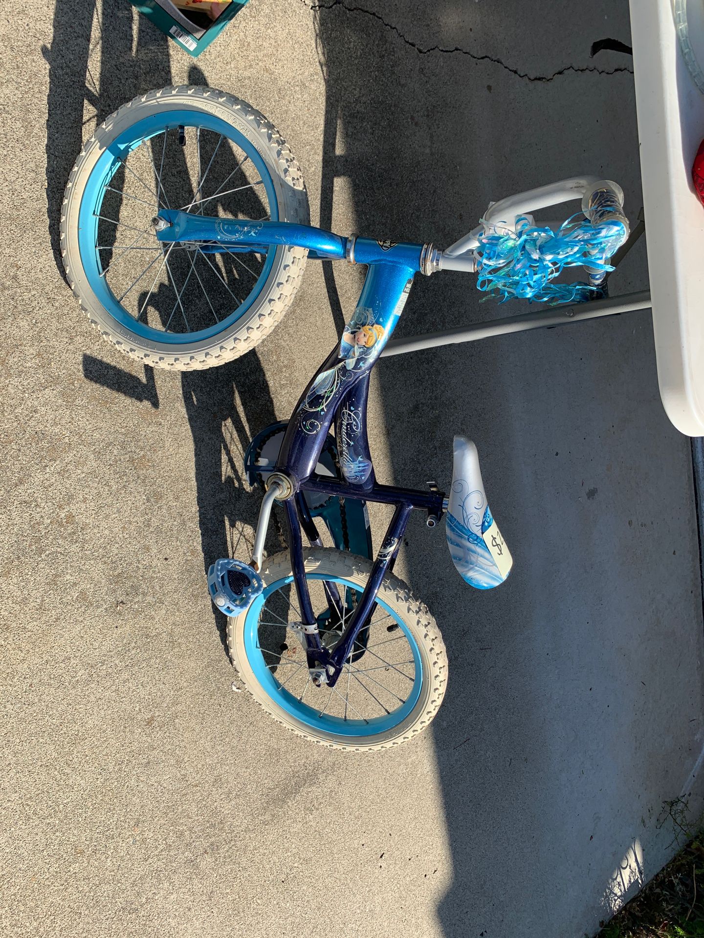 Cinderella Kids Bike with doll stand and training wheels