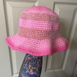 Pink Fade And Pink Fuzzy Bucket Hat 