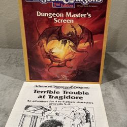 AD&D Dungeon Master's Screen 2nd Edition REF 1 9263 w/ Trouble At Tragidore 1989