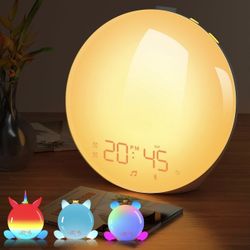 Sunrise Alarm Clock with Bluetooth Speaker, Backlight Sleep Aid, Night Light, Bedside Lamp, Sound Machine,OK to wake, Bedroom, Decor, Toy, Kids Girl T