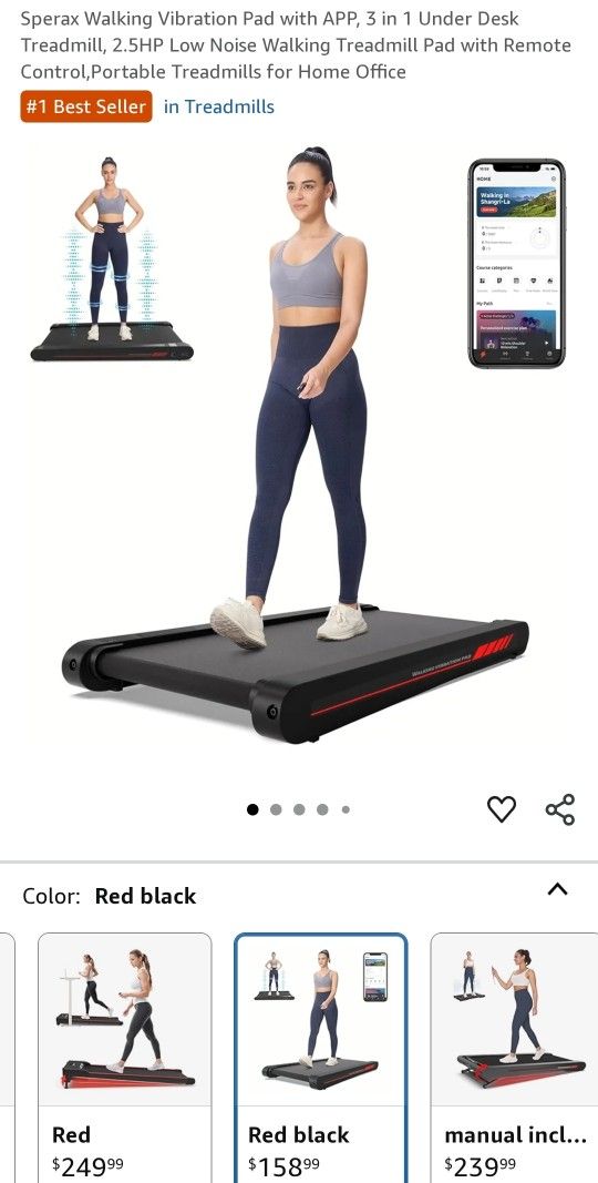 Sperax 3-in-1 Walking Pad Treadmill w/ Vibration & App