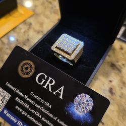💸 Iced Gold Moissanite Ring (VVS1 GRA Certified) – Heavy Shine 💎
