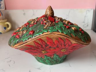 Christmas Serving Dish Bowl with Lid