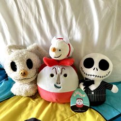 Nightmare Before Christmas Stuffed Animal Squishmallow Lot Jack Skellington Zero Tsum Tsum Disney