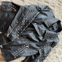 Studded Faux Leather Jacket