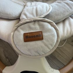 Monamii Beige Infant Baby Bouncer with Vibration and Toy Bar