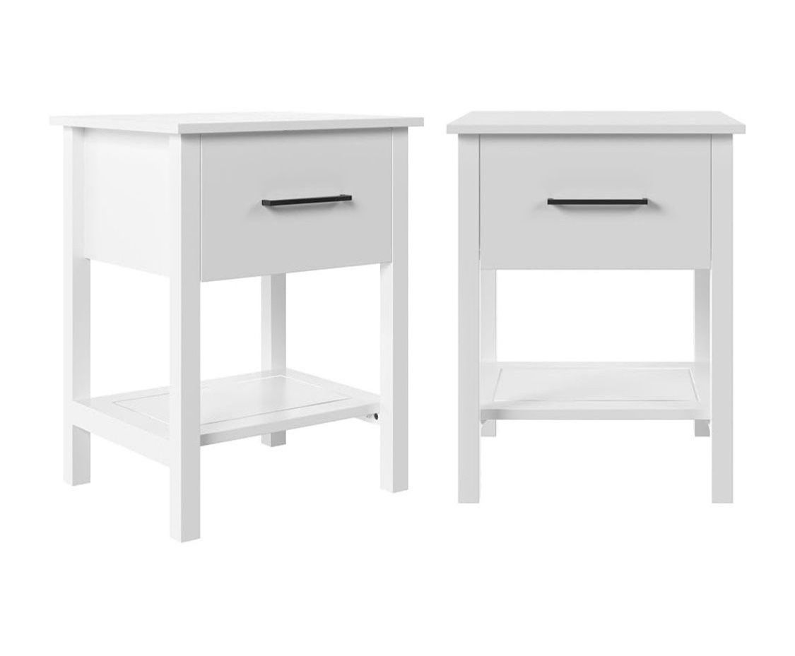2 New White Nightstands or Side Tables with Storage Drawer