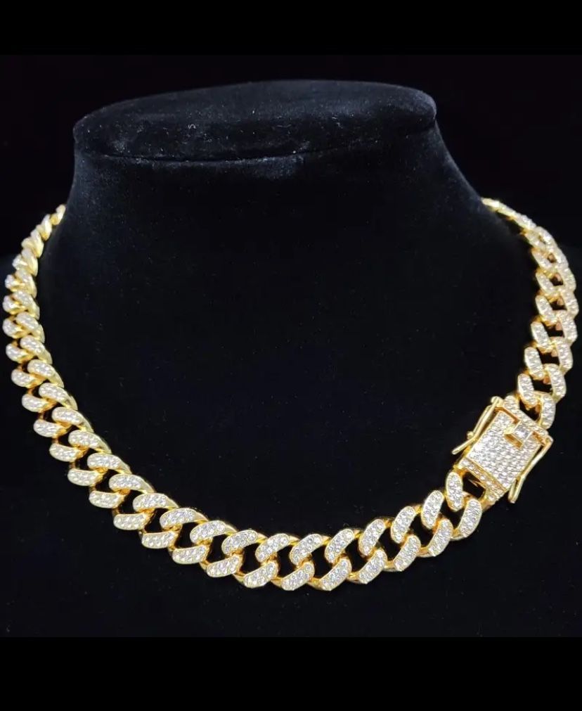Men Women Hip hop Iced Out Bling Chain Necklace High quality width Miami Cuban