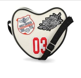 Harley-Davidson Kids Heart Crossbody Bag in Cream with Red Accents