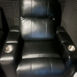 Reclining leather chair with storage