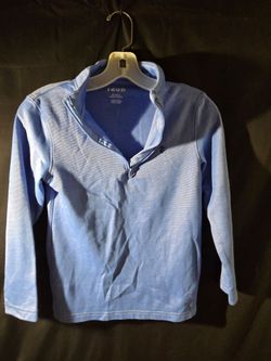 IZOD Boys 1/4 Zip Pullover Sweater Size M (10/12) Blue Marled Knit Mock Neck