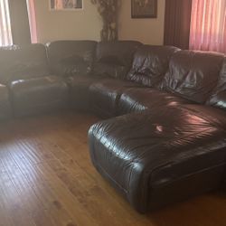 Mor Leather Selectional Sofa 
