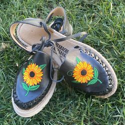 Huarache Bordado De Piel