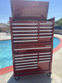 Westward Rolling Too Cabinet And Top Chest Cherry Red