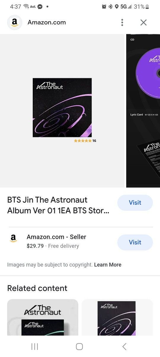BTS Jin The Astronaut Album Version 1