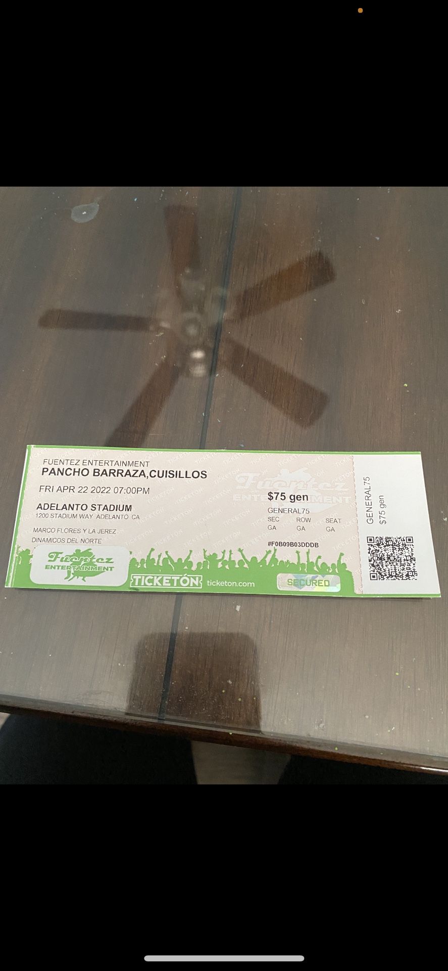 Ticket Pancho Barraza