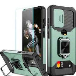 NEW! Samsung Galaxy A52 Case Sliding Camera Cover Heavy w/ Card Holder Magnetic Kickstand