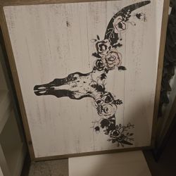 Rustic Bull Skull With Flowers Photo
