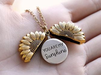 New Sunflower flower ou are my sunshine locket necklace