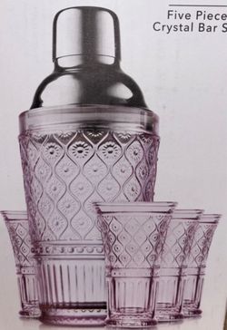 5 Piece Pink Crystal Glass Set