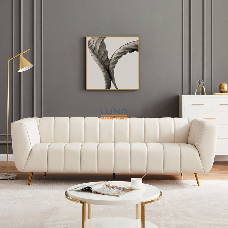 Clodine Cream Leather Sofa

