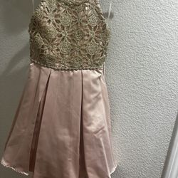 Pink And Gold Kid Dress