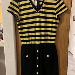 Black And Yellow Cotton Dress