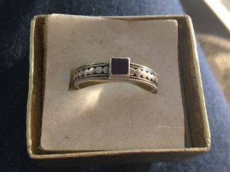Small square amethyst ring