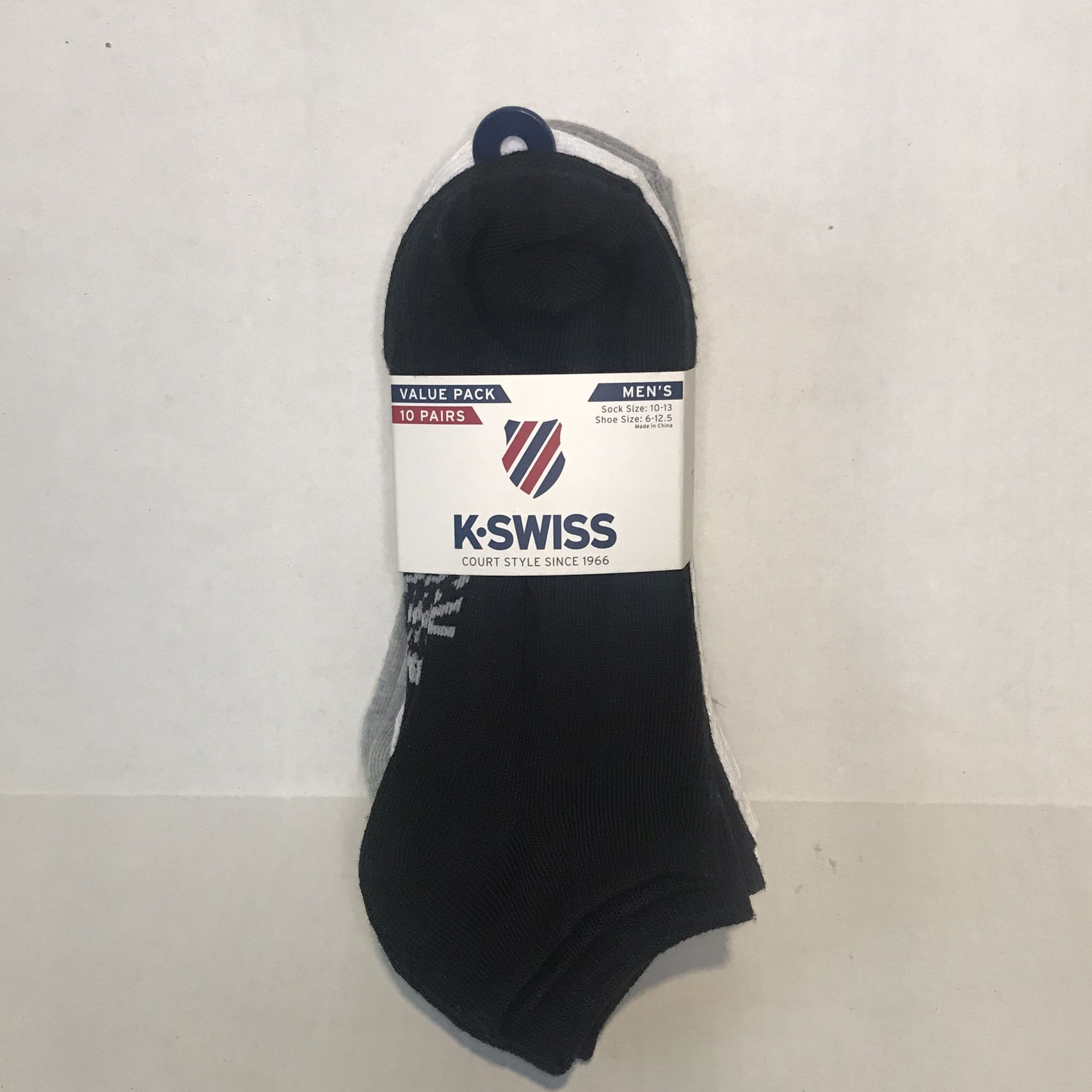 K-SWISS Court Style Men's Low-Cut Socks 10 Pair Value Pack Shoe 6-12.5 NEW