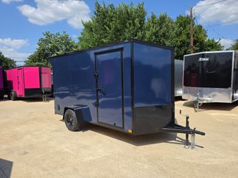 2027 New 6x12 SA Screwless Enclosed Trailer | Blackout | spoiler package | .08 polycor | 1194 (BLUE)
