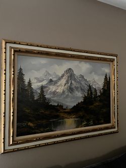 Large Landscape Painting Vintage 