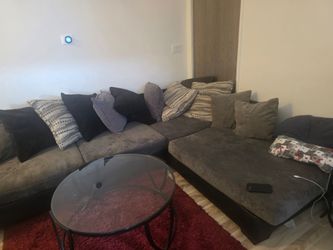 Gray Fabric Sectional Sofa with Chaise