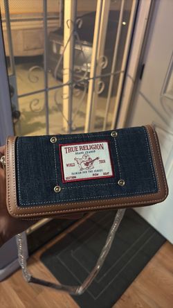 True Religion Denim and Leather Zip Wallet