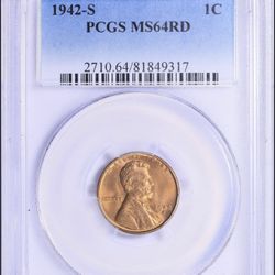 1942 San Francisco Copper Wheat Penny Certified 