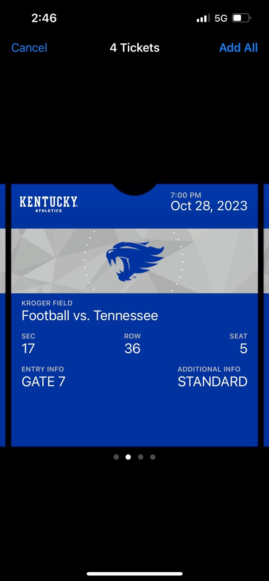 Kentucky Football Tickets & Parking Pass